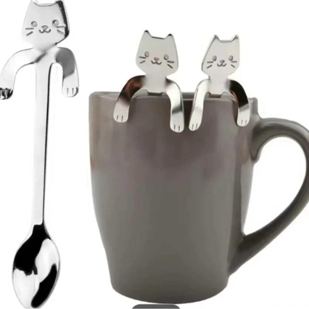 NEW! 5 Piece cute cat tea/coffee tiny spoons - multicolored